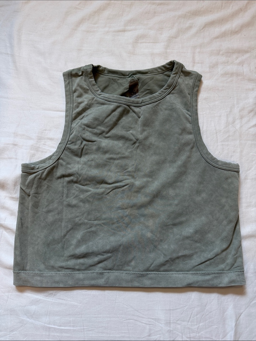 Garage Olive Cropped Muscle Tank Top